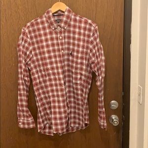 Johnnie-o red plaid long sleeve shirt.